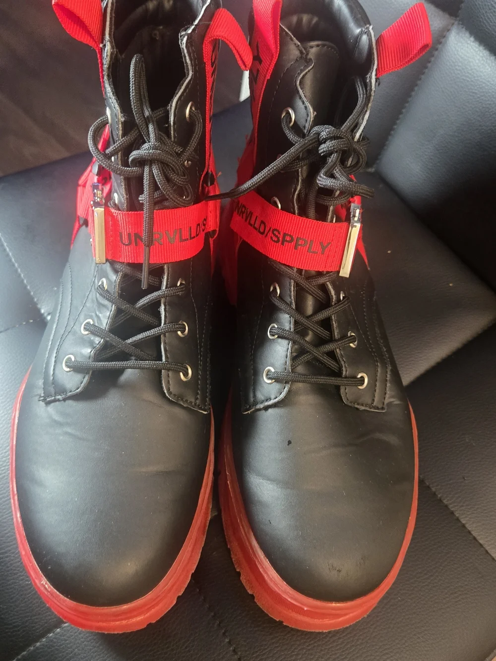 ASOS Black and Red Platform Combat Boots